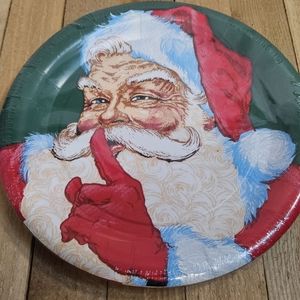 VINTAGE SANTA CLAUS PLATES - FACTORY SEALED - 14 COUNT - 9" - MADE IN THE U.S.A.